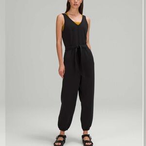 Lululemon Easy of it All V-Neck Jumpsuit, Black, Size 12.